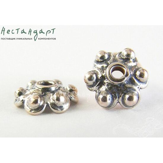 Чашечки для бусин Cup flower Sterling Silver 7х3 мм, изображение 2