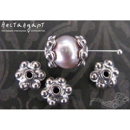 Чашечки для бусин Cup flower Sterling Silver 7х3 мм, изображение 3