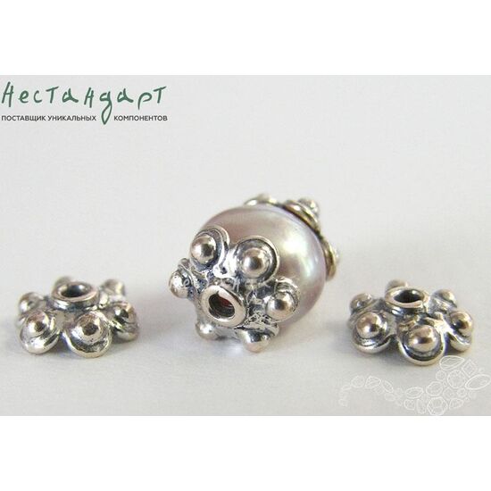 Чашечки для бусин Cup flower Sterling Silver 7х3 мм, изображение 4