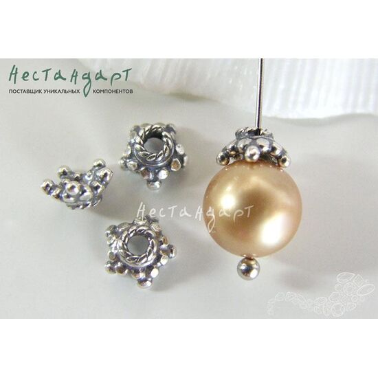 Чашечки для бусин Granules Sterling Silver 6х3 мм, изображение 3