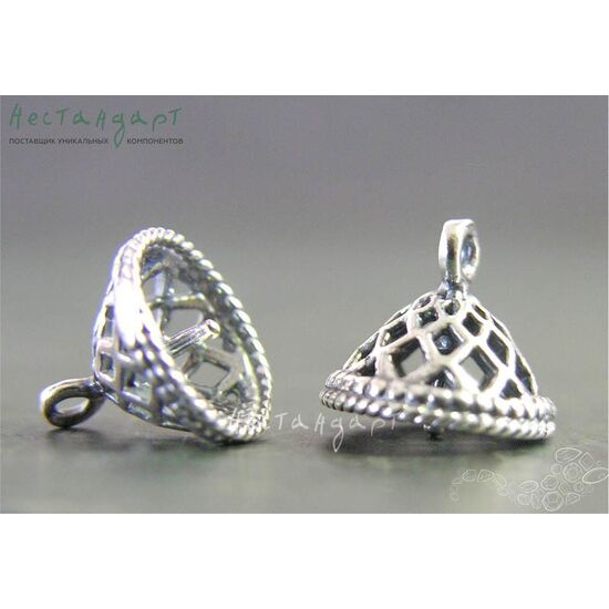 Чашечки для бусин со штифтом Archaic Silver Plated 10х9 мм, изображение 2