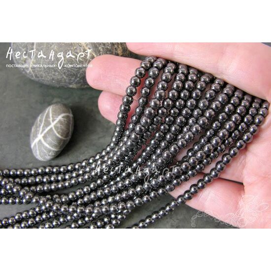 Гематит гладкий 4 мм (нить 22 см), изображение 2