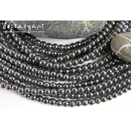 Гематит гладкий 4 мм (нить 22 см), изображение 3