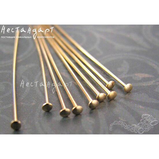 Пин со шляпкой Gold Plated 38х0,7 мм (уп. 10 шт.), изображение 2