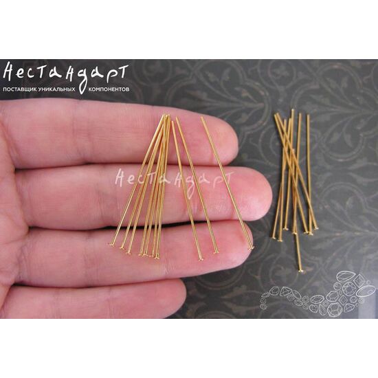 Пин со шляпкой Gold Plated 38х0,7 мм (уп. 10 шт.), изображение 3