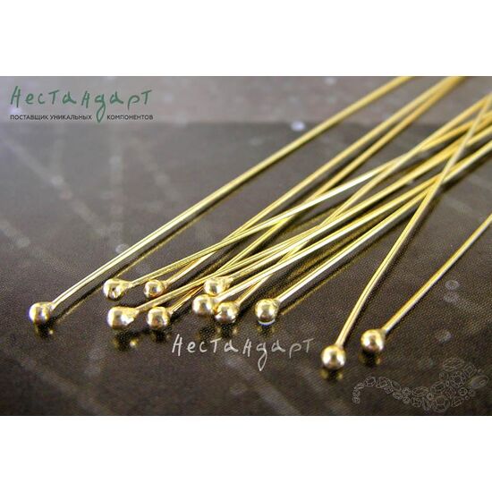 Пин с шариком Vermeil Sterling Silver 100х0,8 мм, изображение 2