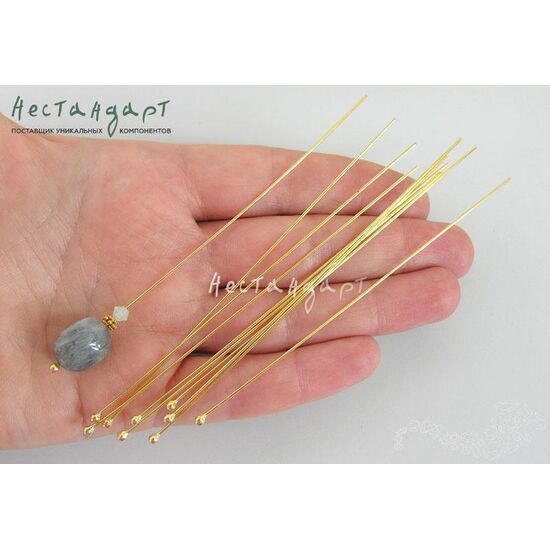 Пин с шариком Vermeil Sterling Silver 100х0,8 мм, изображение 3