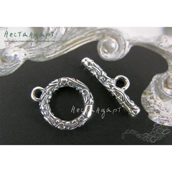 Замок-тогл Antique Sterling Silver 12 мм