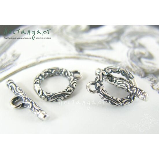 Замок-тогл Antique Sterling Silver 12 мм, изображение 3