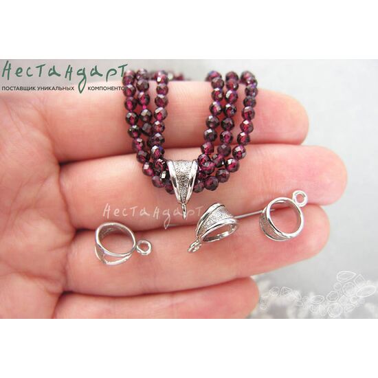 Бейл-держатель для кулона Stylish Rhodium Plated 13х10 мм, изображение 2