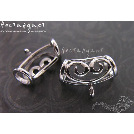 Бейл-держатель для кулона Volutes Rhodium Plated 20х14 мм