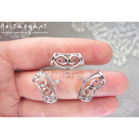 Бейл-держатель для кулона Volutes Rhodium Plated 20х14 мм, изображение 3
