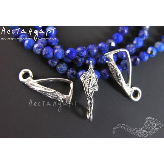 Бейл-держатель для кулона Spring Leaf Sterling Silver Rhodium plated 16х4 мм