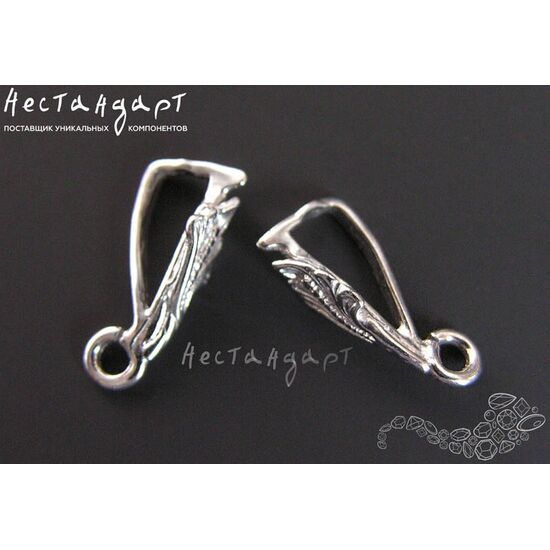 Бейл-держатель для кулона Spring Leaf Sterling Silver Rhodium plated 16х4 мм, изображение 2