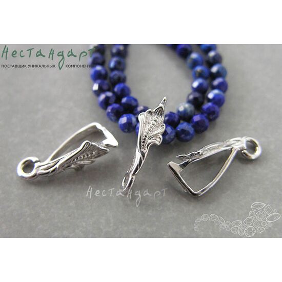 Бейл-держатель для кулона Spring Leaf Sterling Silver Rhodium plated 16х4 мм, изображение 3