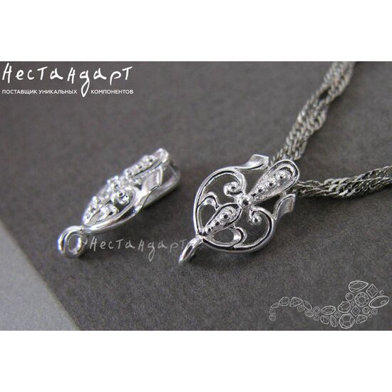 Бейл-держатель для кулона Wattle Bright Silver Plated 17х10 мм