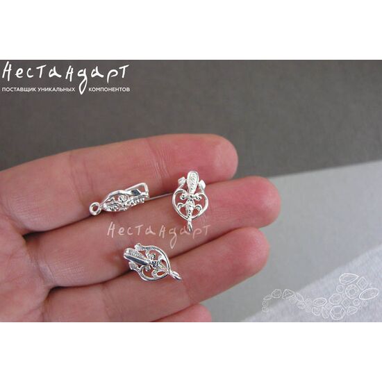 Бейл-держатель для кулона Wattle Bright Silver Plated 17х10 мм, изображение 2