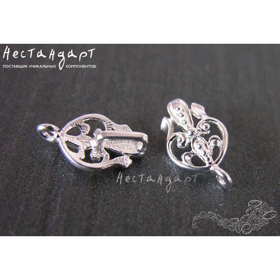 Бейл-держатель для кулона Wattle Bright Silver Plated 17х10 мм, изображение 3