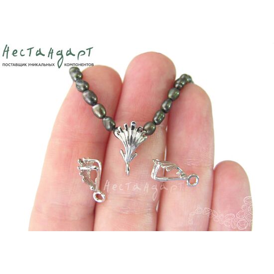 Бейл-держатель для кулона Sea Shell Sterling Silver Rhodium Plated 15х8 мм, изображение 2