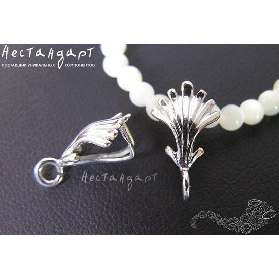 Бейл-держатель для кулона Sea Shell Sterling Silver Rhodium Plated 15х8 мм, изображение 3