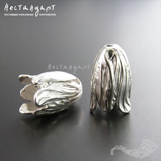 Чашечки для бусин Bellflower Sterling Silver 15х9 мм, изображение 2