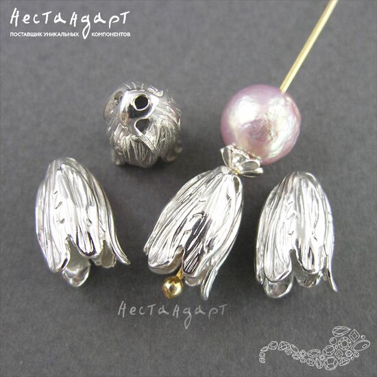 Чашечки для бусин Bellflower Sterling Silver 15х9 мм, изображение 4