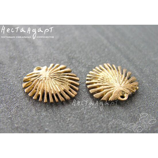 Подвеска Palm Leaf латунь 14х15 мм, изображение 2