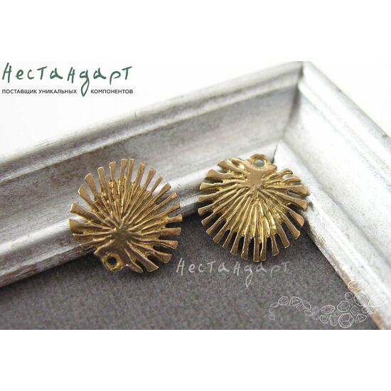 Подвеска Palm Leaf латунь 14х15 мм, изображение 4