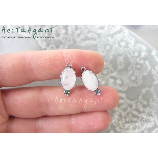 Подвеска со вставкой Розовый Кварц Silver Plated 19х8,5 мм, изображение 3