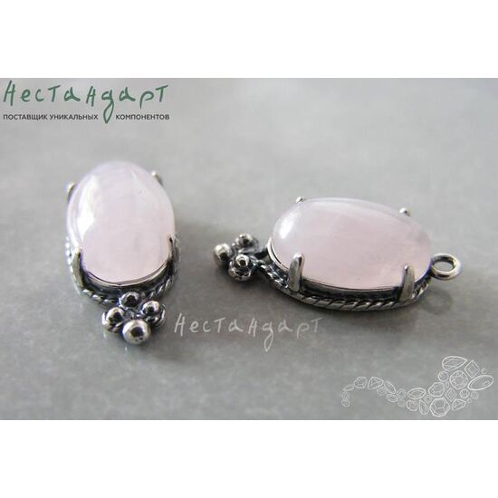 Подвеска со вставкой Розовый Кварц Silver Plated 19х8,5 мм, изображение 4
