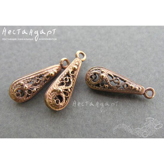 Подвеска Filigree Drop Patina Copper 18х6 мм, изображение 3