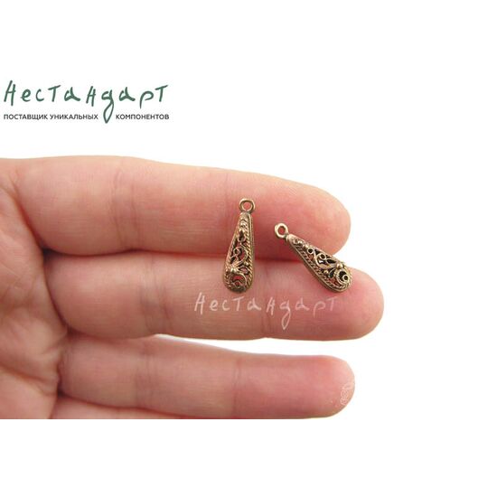 Подвеска Filigree Drop Patina Copper 18х6 мм, изображение 4