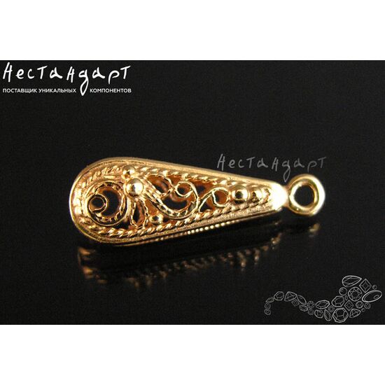 Подвеска Filigree Drop Gold Plated 18х6 мм, изображение 2