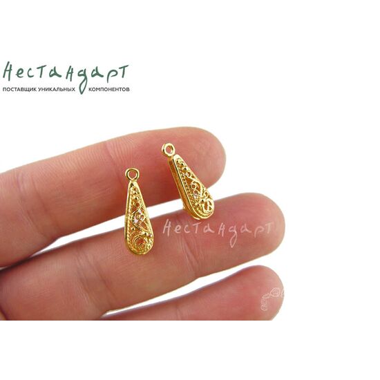 Подвеска Filigree Drop Gold Plated 18х6 мм, изображение 3