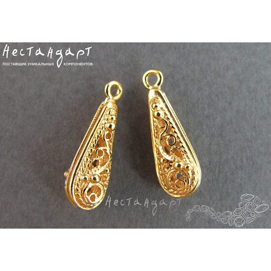 Подвеска Filigree Drop Gold Plated 18х6 мм, изображение 4