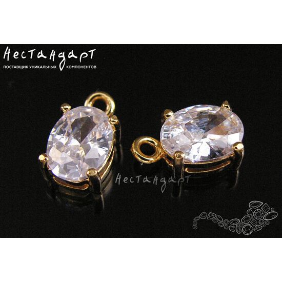 Подвеска со вставкой Royal White Fianit Gold Plated 11х6 мм