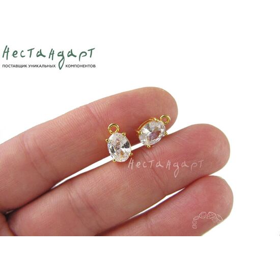 Подвеска со вставкой Royal White Fianit Gold Plated 11х6 мм, изображение 3