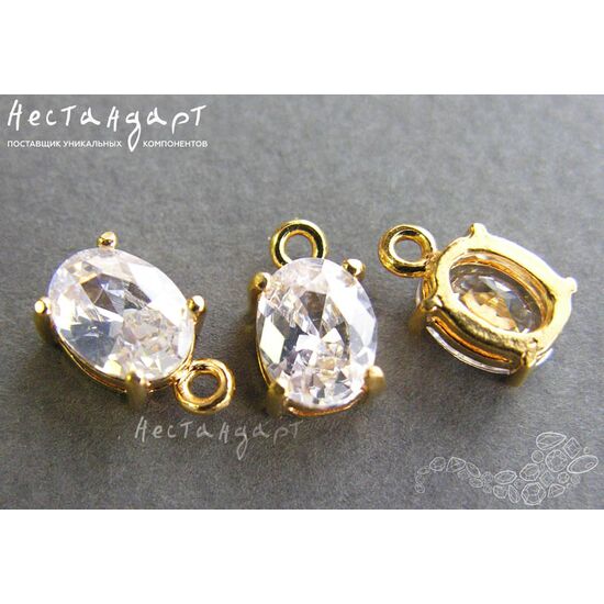 Подвеска со вставкой Royal White Fianit Gold Plated 11х6 мм, изображение 4