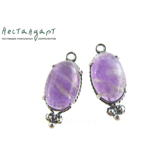 Подвеска со вставкой Аметист Silver Plated 19х8,5 мм