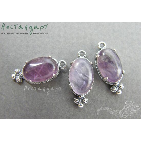 Подвеска со вставкой Аметист Silver Plated 19х8,5 мм, изображение 3
