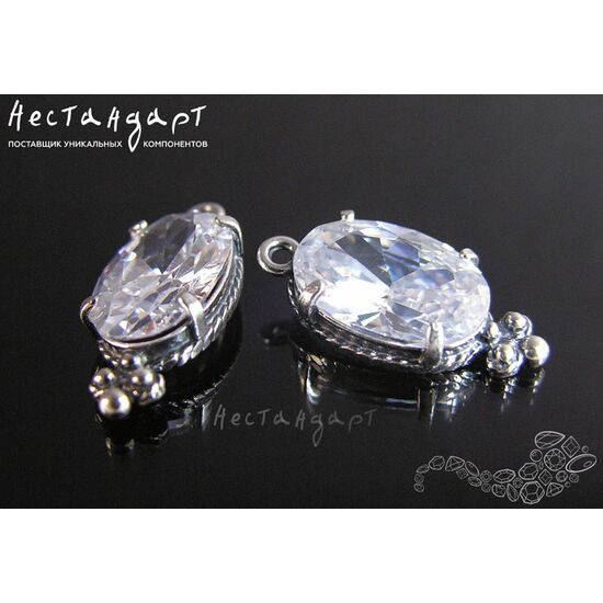 Подвеска со вставкой White Fianit Silver Plated 19х8,5 мм