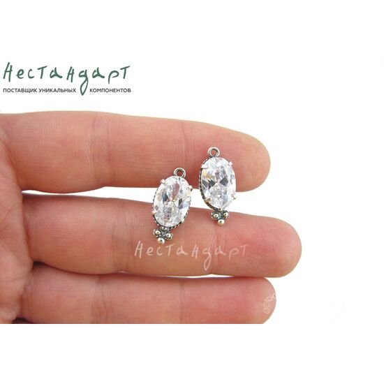 Подвеска со вставкой White Fianit Silver Plated 19х8,5 мм, изображение 2