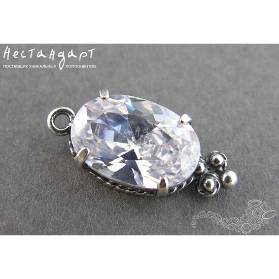 Подвеска со вставкой White Fianit Silver Plated 19х8,5 мм, изображение 3