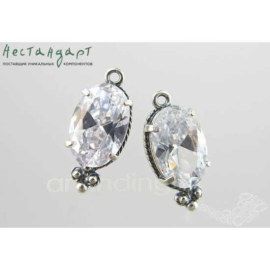 Подвеска со вставкой White Fianit Silver Plated 19х8,5 мм, изображение 4