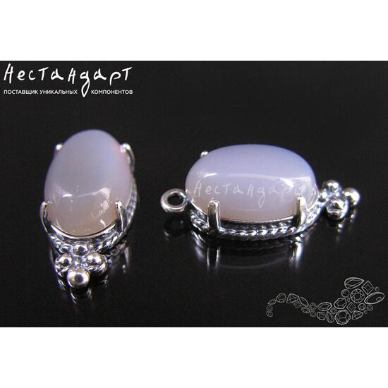 Подвеска со вставкой Серый Халцедон Silver Plated 19х8,5 мм, изображение 2