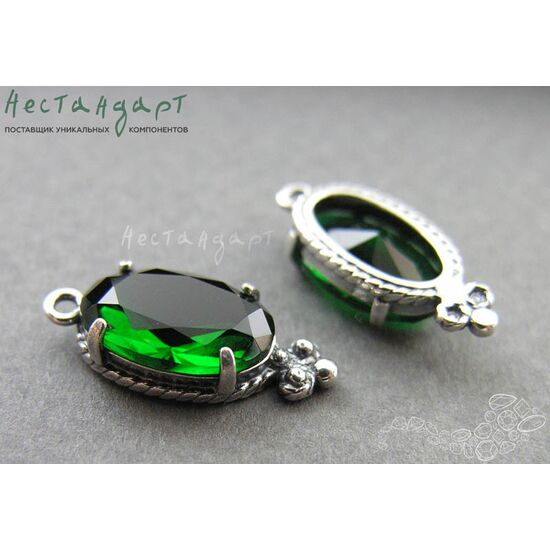 Подвеска со вставкой Emerald Crystal Silver Plated 19х8,5 мм, изображение 3