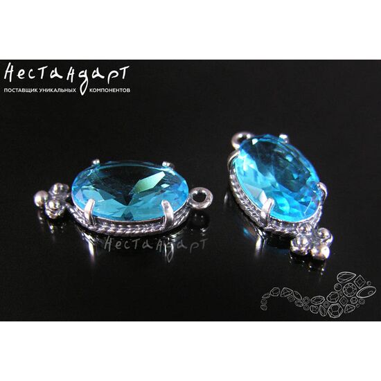 Подвеска со вставкой Sky Blue Crystal Silver Plated 19х8,5 мм