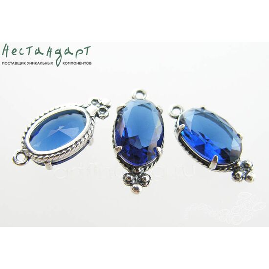 Подвеска со вставкой Sapphire Crystal Silver Plated 19х8,5 мм