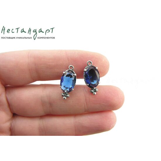 Подвеска со вставкой Sapphire Crystal Silver Plated 19х8,5 мм, изображение 3