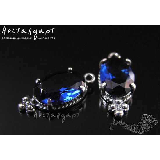 Подвеска со вставкой Sapphire Crystal Silver Plated 19х8,5 мм, изображение 4